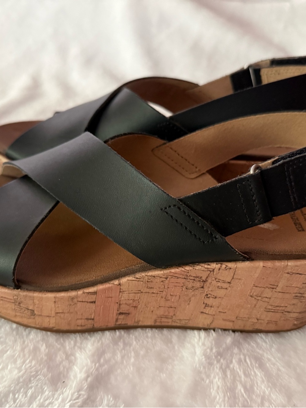 Clarks Cushion Annadel Eirwyn Black Wedge Sandals 9 - Picture 3 of 8